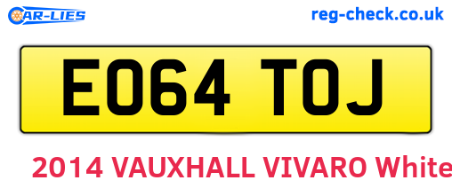 EO64TOJ are the vehicle registration plates.