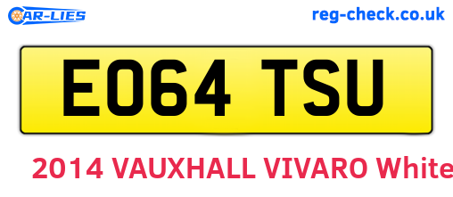 EO64TSU are the vehicle registration plates.