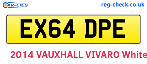 EX64DPE are the vehicle registration plates.
