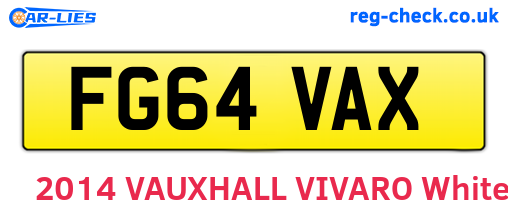 FG64VAX are the vehicle registration plates.