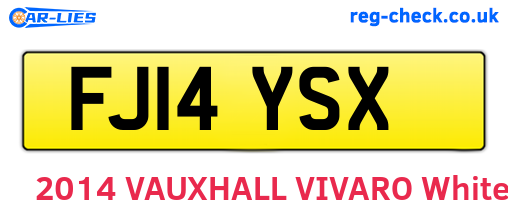 FJ14YSX are the vehicle registration plates.