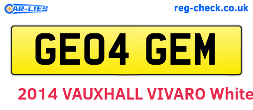 GE04GEM are the vehicle registration plates.