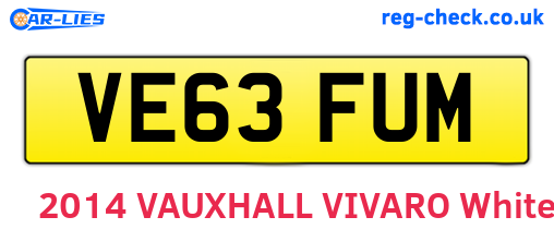 VE63FUM are the vehicle registration plates.
