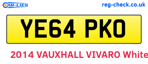 YE64PKO are the vehicle registration plates.