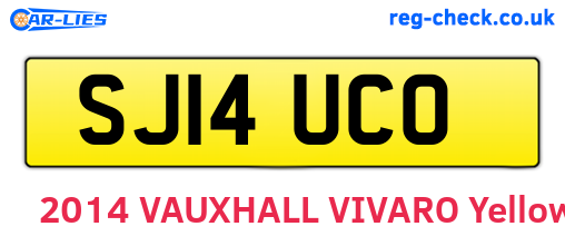 SJ14UCO are the vehicle registration plates.