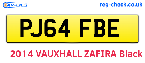 PJ64FBE are the vehicle registration plates.