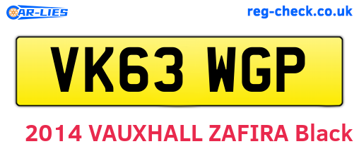 VK63WGP are the vehicle registration plates.