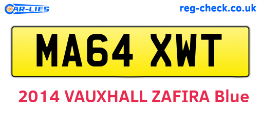 MA64XWT are the vehicle registration plates.