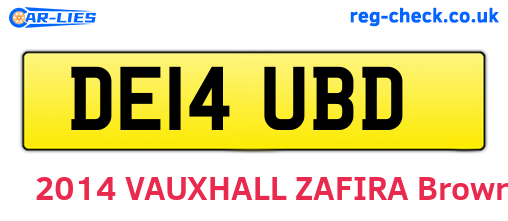 DE14UBD are the vehicle registration plates.