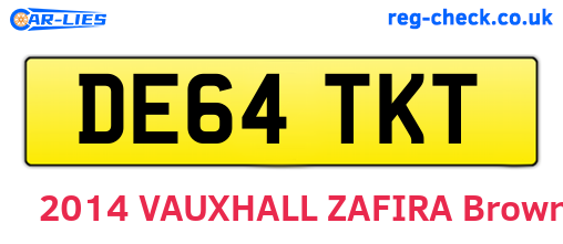 DE64TKT are the vehicle registration plates.