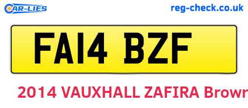 FA14BZF are the vehicle registration plates.