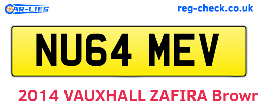 NU64MEV are the vehicle registration plates.