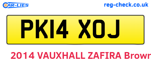 PK14XOJ are the vehicle registration plates.