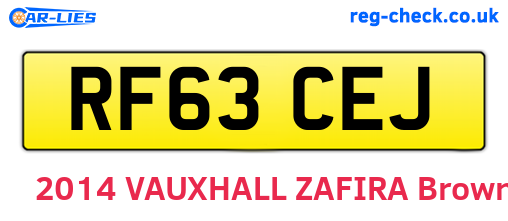 RF63CEJ are the vehicle registration plates.