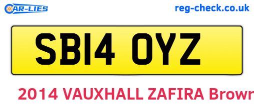 SB14OYZ are the vehicle registration plates.