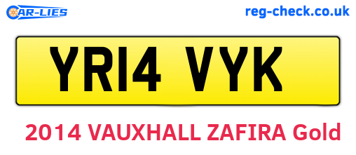 YR14VYK are the vehicle registration plates.