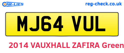 MJ64VUL are the vehicle registration plates.