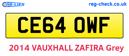 CE64OWF are the vehicle registration plates.