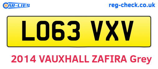 LO63VXV are the vehicle registration plates.