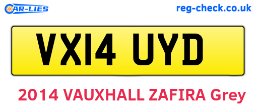VX14UYD are the vehicle registration plates.