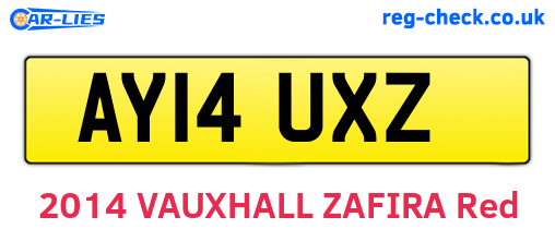 AY14UXZ are the vehicle registration plates.