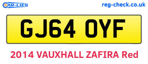 GJ64OYF are the vehicle registration plates.