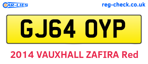 GJ64OYP are the vehicle registration plates.