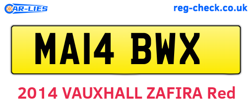 MA14BWX are the vehicle registration plates.
