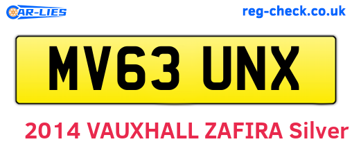 MV63UNX are the vehicle registration plates.