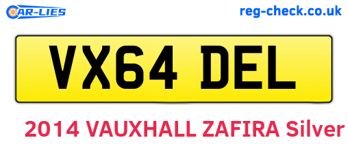VX64DEL are the vehicle registration plates.
