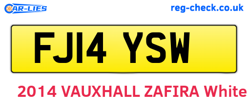 FJ14YSW are the vehicle registration plates.