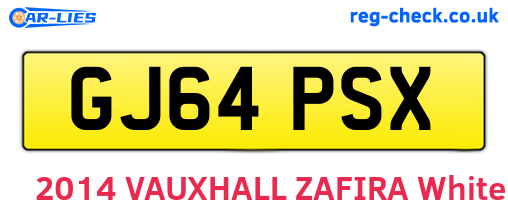 GJ64PSX are the vehicle registration plates.