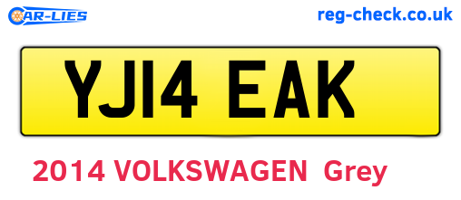 YJ14EAK are the vehicle registration plates.