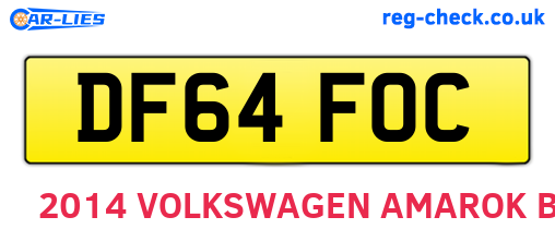 DF64FOC are the vehicle registration plates.