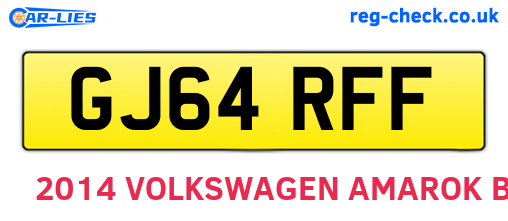 GJ64RFF are the vehicle registration plates.