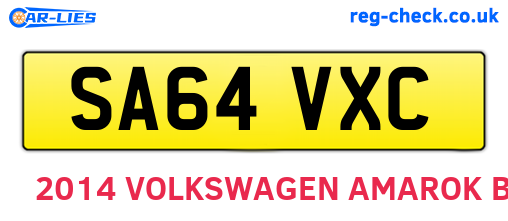 SA64VXC are the vehicle registration plates.