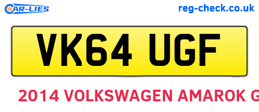 VK64UGF are the vehicle registration plates.