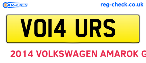 VO14URS are the vehicle registration plates.