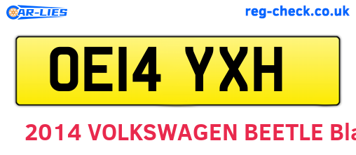 OE14YXH are the vehicle registration plates.
