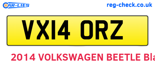 VX14ORZ are the vehicle registration plates.