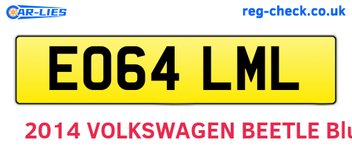 EO64LML are the vehicle registration plates.