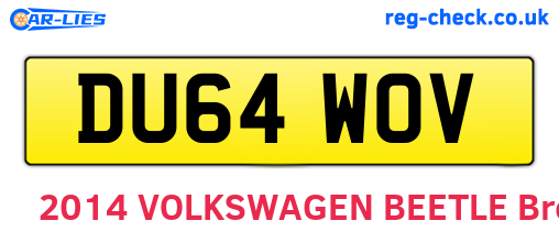 DU64WOV are the vehicle registration plates.