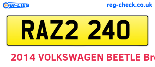 RAZ2240 are the vehicle registration plates.