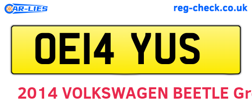 OE14YUS are the vehicle registration plates.