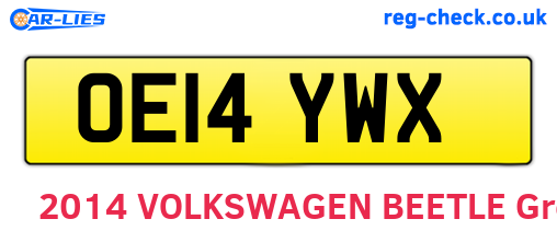 OE14YWX are the vehicle registration plates.