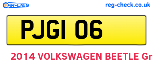 PJG106 are the vehicle registration plates.