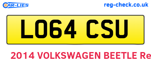LO64CSU are the vehicle registration plates.