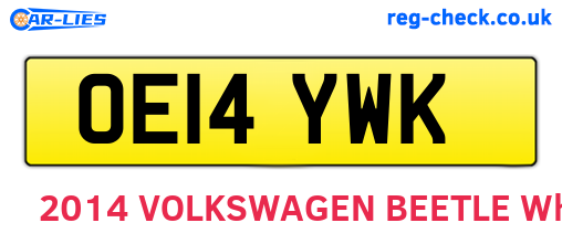 OE14YWK are the vehicle registration plates.