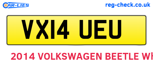 VX14UEU are the vehicle registration plates.