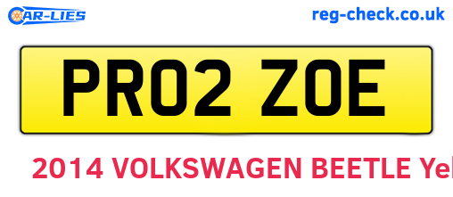 PR02ZOE are the vehicle registration plates.